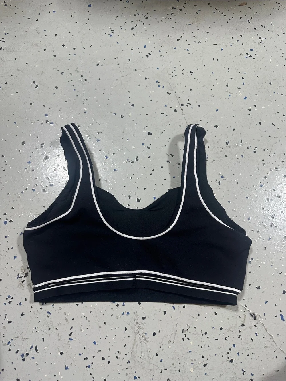 ALO Yoga Black Bikini Top with White Trim